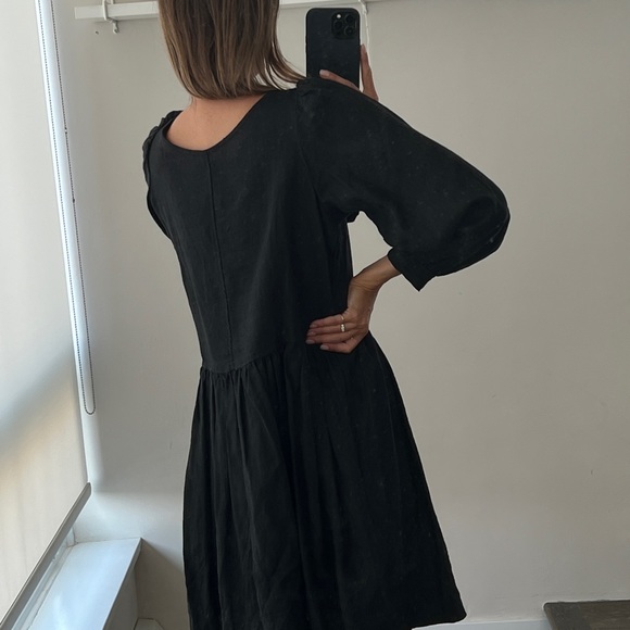 Linen Puff Sleeve Dress - Picture 3 of 6